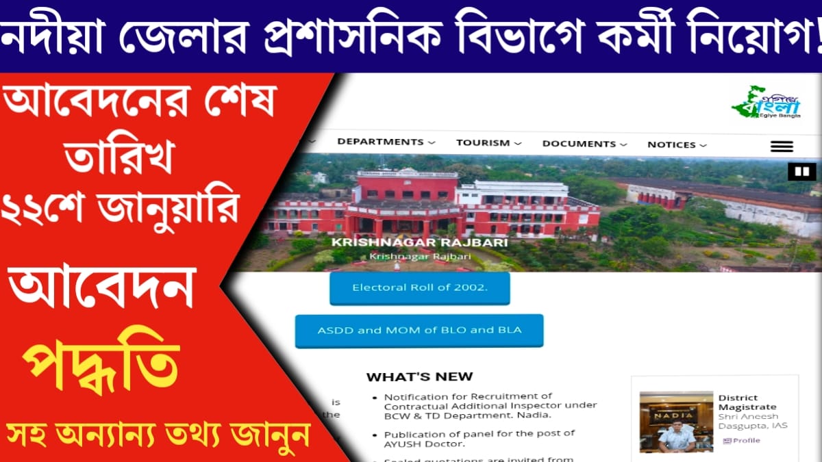 Administrative division of Nadia district(নদীয়া জেলার প্রশাসনিক বিভাগে)